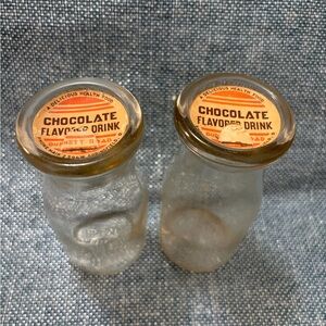 Vintage Chocolate Flavored Drink 1 pint Glass Bottles - Set of 2
